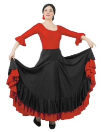 Flamenco rok dames, zwart/rood