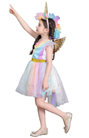 Eenhoorn Unicorn jurk regenboog + GRATIS haarband