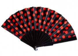 Spaanse flamenco waaier zwart/rood