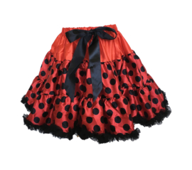 Petticoat tutu rokje rood met zwarte stippen, Luxe