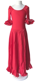 Flamenco body meisjes rood wit - met 3/4 mouw