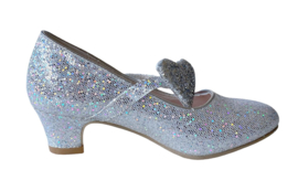 Spaanse schoenen zilver glitter hart Deluxe