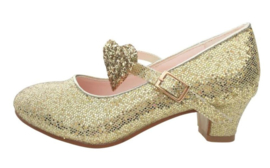 Spaanse schoenen goud glitter hart Deluxe