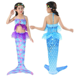 Zeemeermin staart + bikini blauw + GRATIS krans