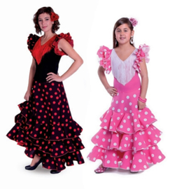 Spaanse flamenco kleedje dames Deluxe zwart/rood