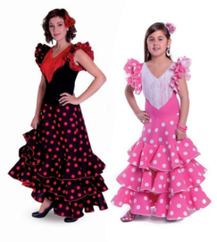 Spaanse flamenco jurk dames Deluxe zwart/rood