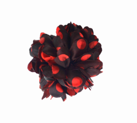 Haarbloem zwart met rode stippen klein model
