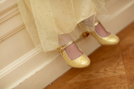 Spaanse schoenen goud Glamour glitterhartje