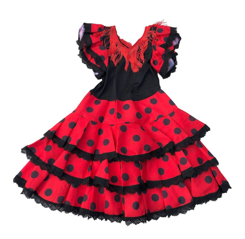 Spaanse flamenco jurk Niño rood zwart | Flamenco jurken Niño | Spaansejurk  Nederland