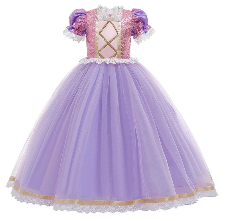 laten we het doen Tegenstander Alexander Graham Bell Prinsessenjurk paars roze Deluxe + GRATIS kroon paars | Rapunzel jurk |  Spaansejurk Nederland