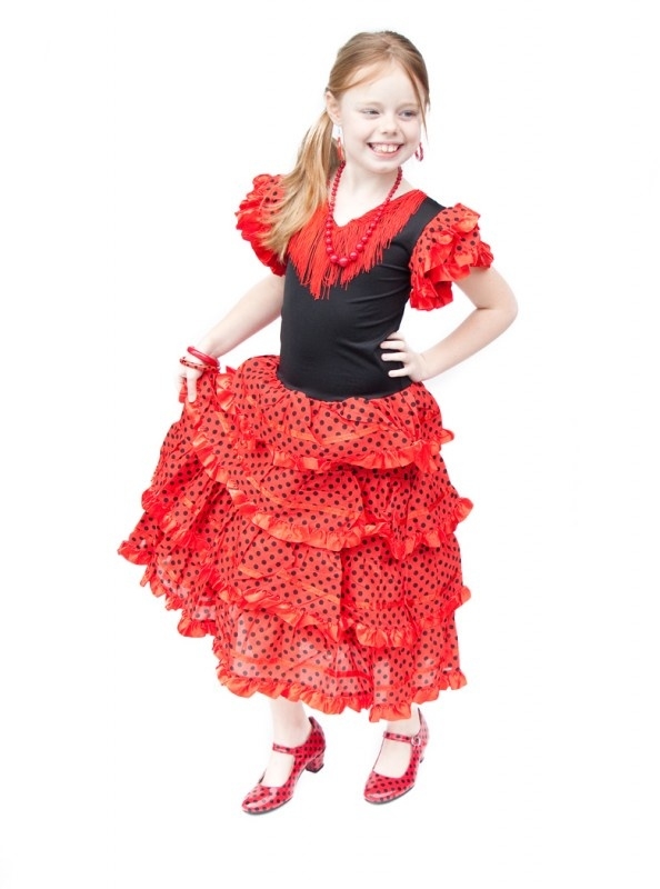 Flamenco jurk / Spaanse jurk dames rood zwart | Flamenco Jurken Dames |  Spaansejurk Nederland