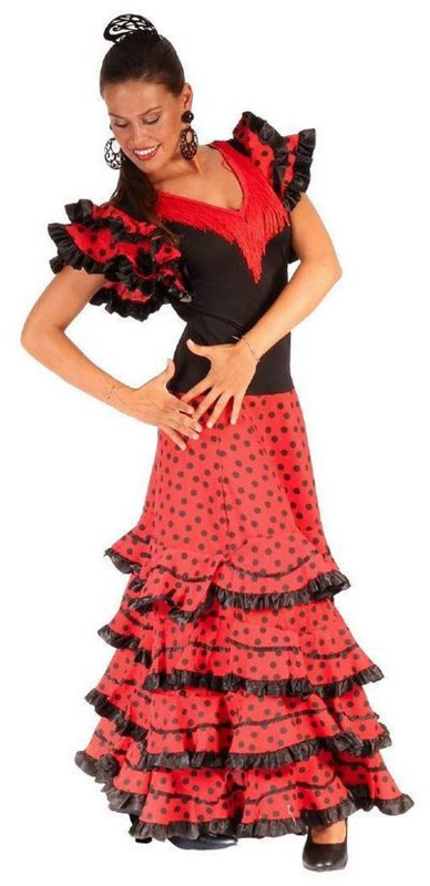 / Spaanse zwart rood | Flamenco Jurken Dames | Spaansejurk Nederland