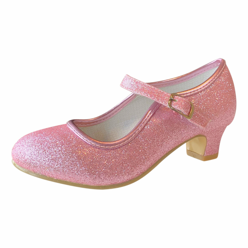 schuintrekken Natura Retoucheren Spaanse schoenen roze glitter SPAANSEJURK.NL