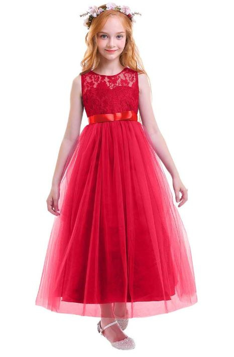 Positief bossen Poëzie Communie jurk prinsessenjurk rood met bloemenkrans | Communie kleding |  Spaansejurk Nederland
