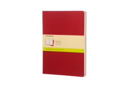 Set van 3 Moleskine Cahier Plain notitieboeken XL Rode kaft