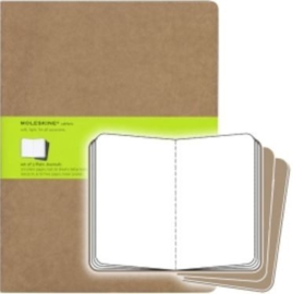 Set van 3 Moleskine Cahier Plain notitieboeken XL Bruine kaft