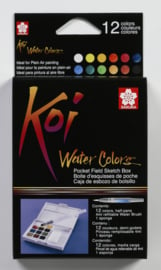 Koi Aquarel Set Pocket Field Sketchbox 12 kleuren waterverf+penseel