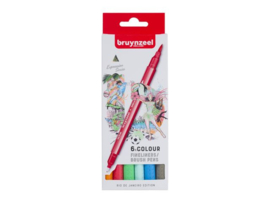 Fineliner Brush pen Bruynzeel Creatives Rio de Janeiro set 6 kleuren