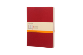 Set van 3 Moleskine Cahier Gelinieerde notitieboeken XL rode kaft