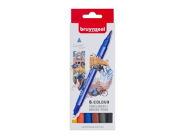 Fineliner Brush pen Bruynzeel Creatives Amsterdam set 6 kleuren