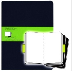 Set van 3 Moleskine Cahier Plain notitieboeken XL zwarte kaft