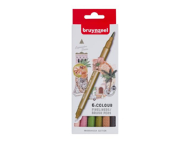 Fineliner Brush pen Bruynzeel Creatives Marrakesh set 6 kleuren