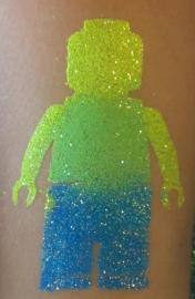 Lego poppetje glittertattoosjabloon