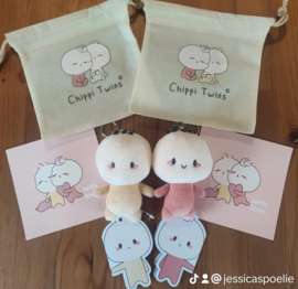 Chippi twins set rood en geel sleutelhanger
