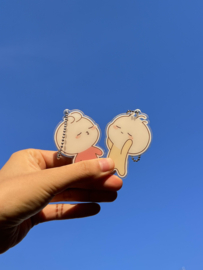 Chippi Twins Acryl sleutelhanger geel