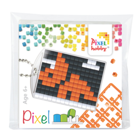 Pixelhobby oranje dino sleutelhanger medaillon