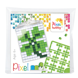 pixelhobby  klavertje 4 sleutelhanger medaillon