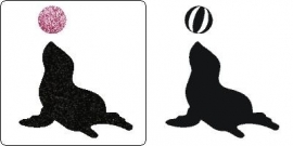 Sjabloon zeehond met bal