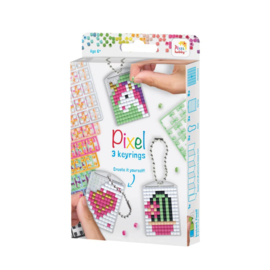 Pixelhobby keyringset ' schattig' 3 sleutelhangers medaillons