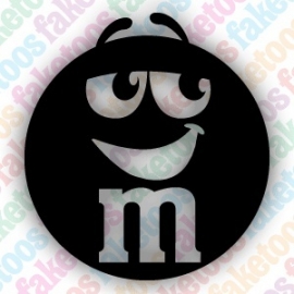 M&M guy glittertattoo jabloon