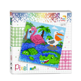 Pixelset dieren aan het water 4 basisplaten