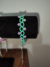 armband dubbelbreed groen paars (handmade)