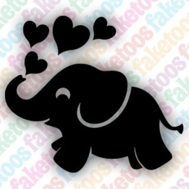 Elephant hearts olifant Glitertattoosjabloon