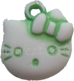 00006 Bedel Hello Kitty acryl Groen/wit 20mmx18mm