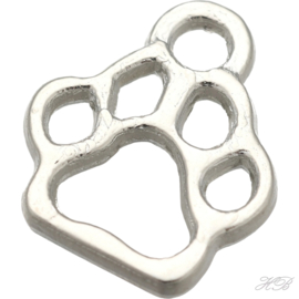 05046 Bedel pootafdruk (hond) Antiek zilver (nikkelvrij) 13x11x1,5mm; gat 2mm 10 stuks