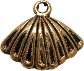 01795 Bedel schelp van kammossel Antiek goud (nikkelvrij) 16mmx17mm