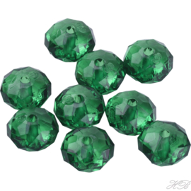 05030 Acrylkraal Rondel facet transparant Dark green 8x5mm; gat 1,4mm ±8 gram