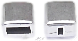 01824 Eindkapje DQ Antiek zilver 5x2,5mm; gat 4x2mm klein gat 1mm 2 stuks
