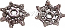 01568 Kralenkap ster Antiek zilver (Nikkelvrij) 2mmx9mm 15 stuks