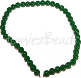 03463 Glaskraal streng (±40cm) imitatie jade Donker groen 10mm 1 streng