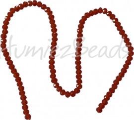 03977 Glaskraal imitatie swarovski faceted Abacus streng ±40cm Smoked Topaz 4mmx6mm  1 streng