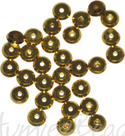 04136 Spacer Rond Goudkleurig (Nikkelvrij) 5mmx1mm; gat 1mm ±40 stuks