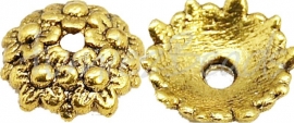 03765 Kralenkap Bloemenweelde Antiek goud (Nikkelvrij) 10,5mmx1mm; gat 2mm 8 stuks