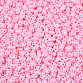 04712 Duo-bead Baking painted Pearl pink   5~6x2,5~3,5x3mm; gat 0,7~0,9mm ±10 gram