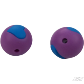 04831 Siliconenkraal Rond met hart Paars-blauw 15mm; gat 2mm 2 stuks