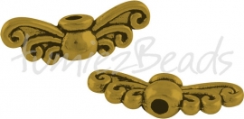 01832 Spacer vleugel Antiek goud (Nikkelvrij) 5mmx14mmx3mm; gat 1mm 11 stuks